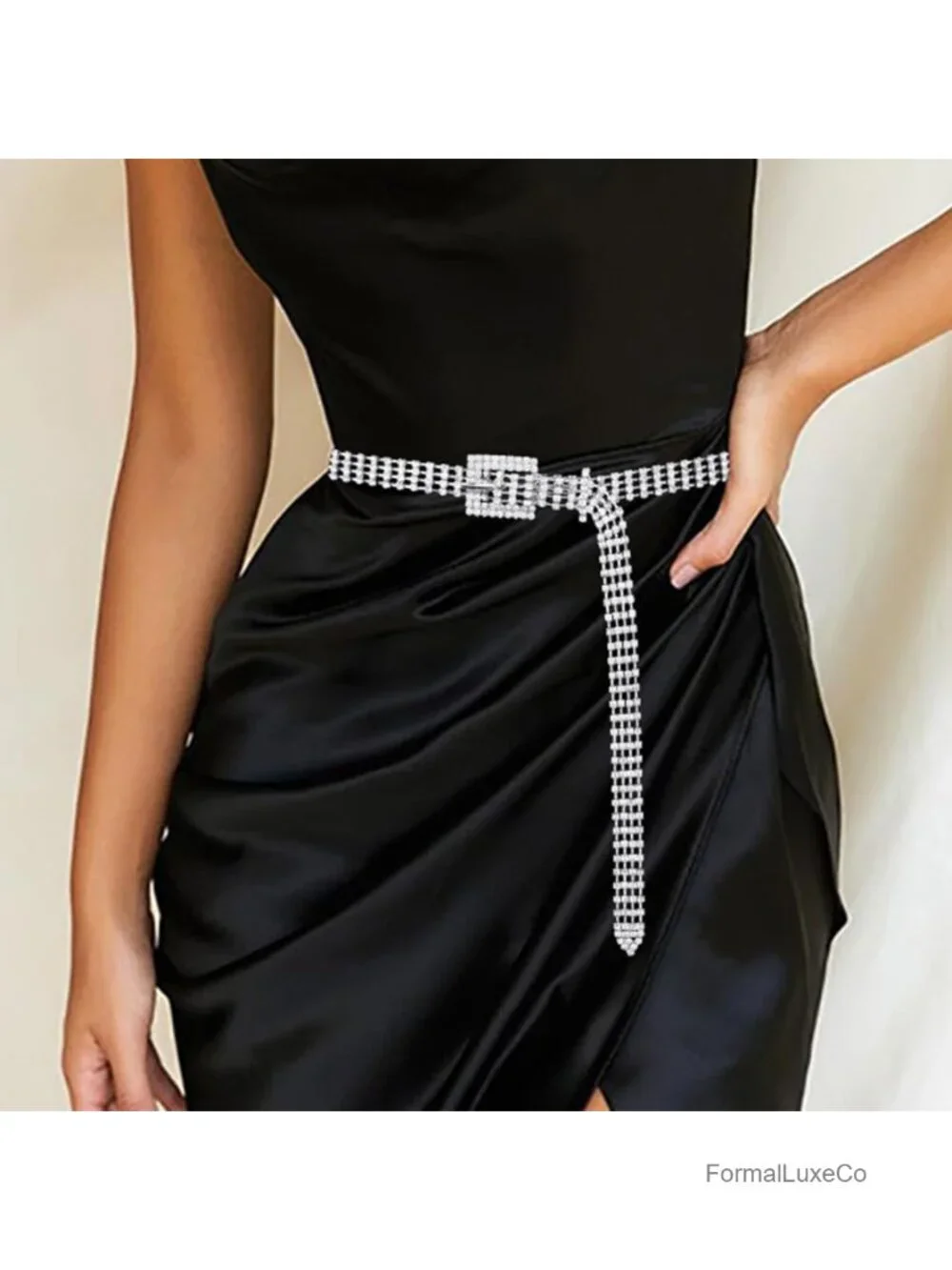 Shiny Rhinestone Waist Belt Sparkle Dress Belt Adjustable 45in